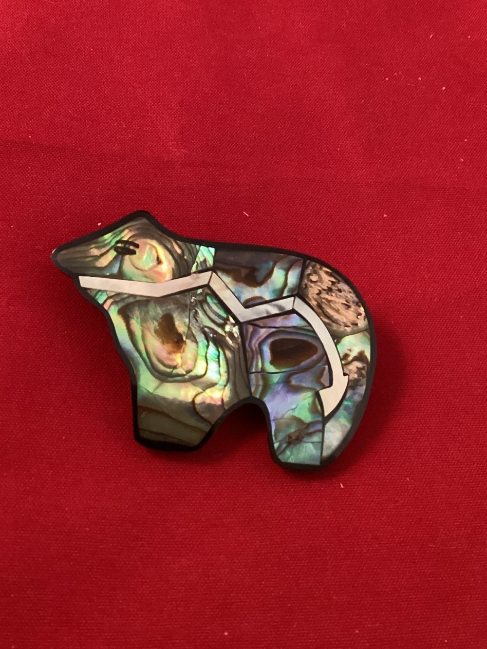 Plastic Abalone Shell looking Bear Pin